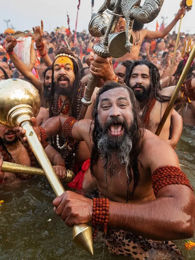 Naga Babas from Juna Akhara Enter the Sangam for the Royal Dip